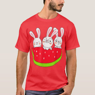 Funny Watermelon Bunny Summer Fruit Watermelon Lov T-Shirt