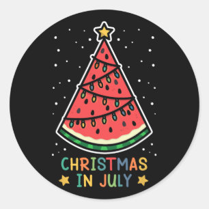 Funny Watermelon Christmas In July Women Men Classic Round Sticker