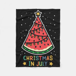 Funny Watermelon Christmas In July Women Men Fleece Blanket