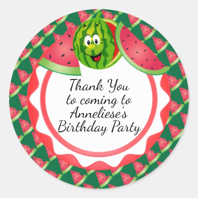 Funny Watermelon Classic Round Sticker (Front)