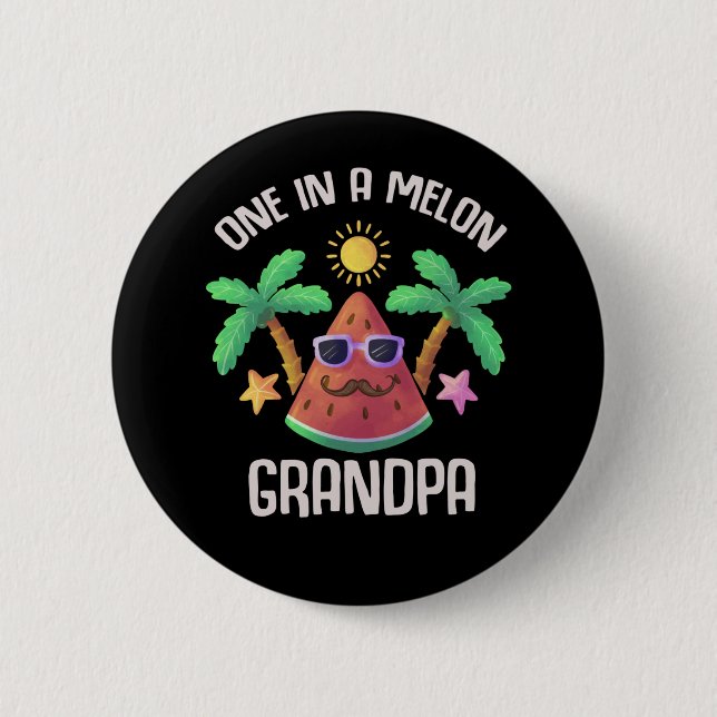 Funny Watermelon Grandpa Melon Grandfather Joke 6 Cm Round Badge (Front)