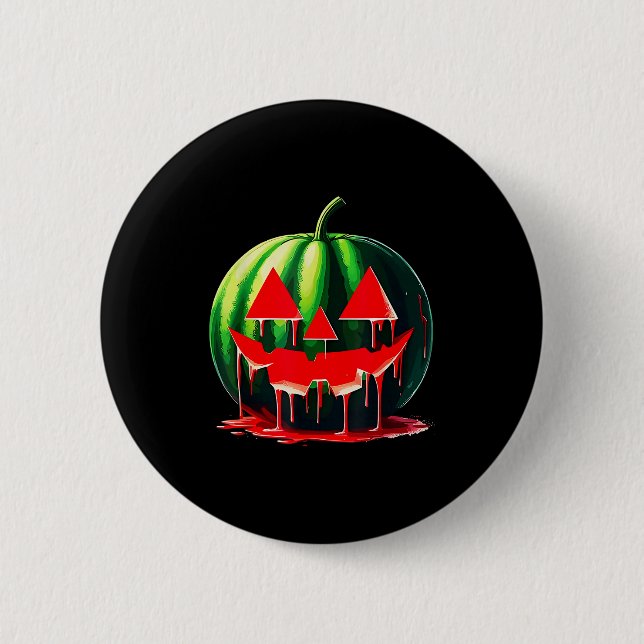Funny Watermelon Jack O Lantern Soky Dripng Fruit  6 Cm Round Badge (Front)