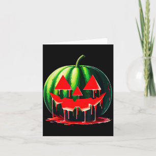 Funny Watermelon Jack O Lantern Soky Dripng Fruit  Card