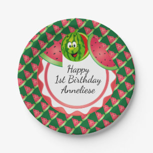 Funny Watermelon Kid's Birthday Theme Paper Plate