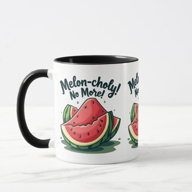 Funny Watermelon Pun "Melon-choly No More"  Mug (Left)