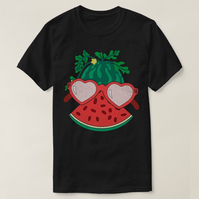 Funny Watermelon Sunglasses Exotic Fruit Lover Tro T-Shirt (Design Front)
