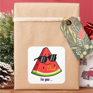 Funny Watermelon Sunglasses Thank You Square Sticker