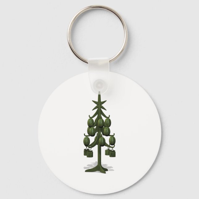 Funny Watermelons Christmas Tree Key Ring (Front)
