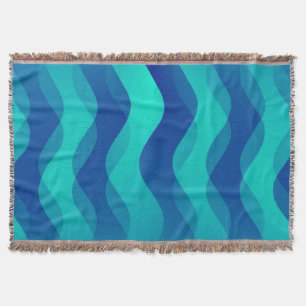 Funny Waves blue cyan + your idea Throw Blanket