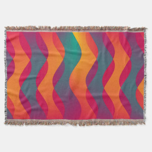 Funny Waves orange pink green + your idea Throw Blanket