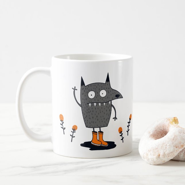 Funny Waving Monster Coffee Mug (With Donut)