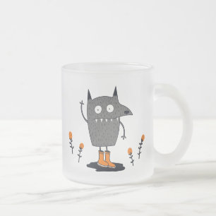 Funny Waving Monster Frosted Glass Coffee Mug