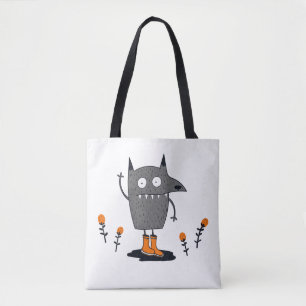 Funny Waving Monster Tote Bag