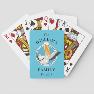 Funny Waving Pelican Family Name Playing Cards