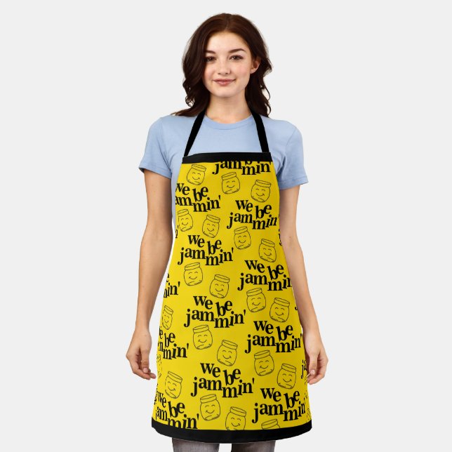 Funny We Be Jammin' Smiling Dancing Canning Jars Apron (Worn)