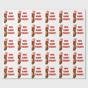 Funny “We Saw That” Santa and Jesus Design Wrapping Paper