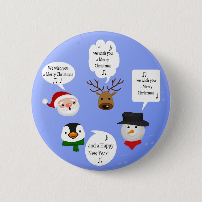 Funny We Wish You a Merry Christmas 6 Cm Round Badge (Front)