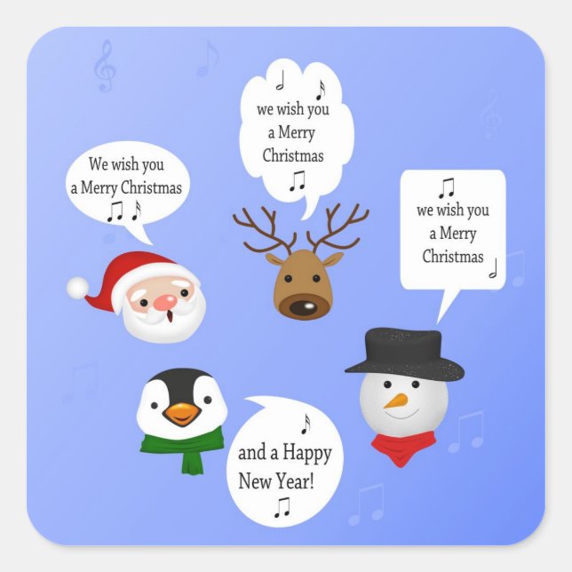 Funny We Wish You a Merry Christmas Square Sticker (Front)