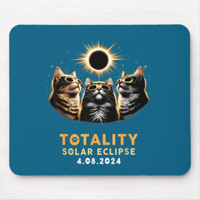 Funny Wearing Cat Solar Eclipse Glasses Mouse Mat (Front)