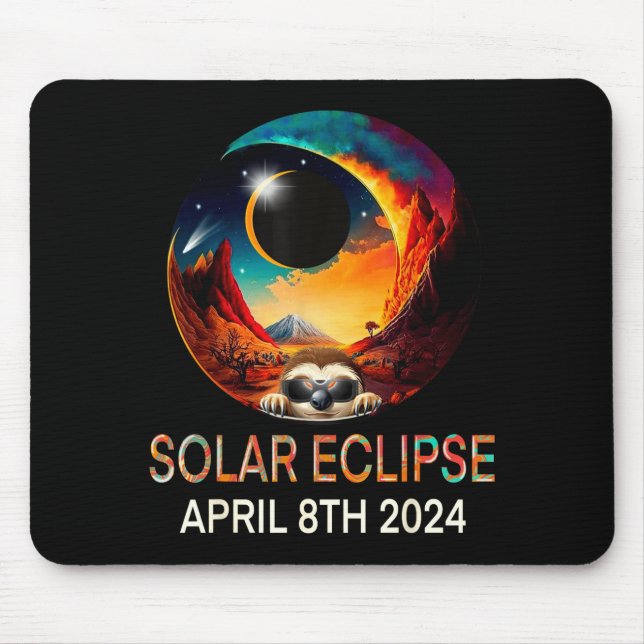 Funny Wearing Solar Eclipse Sloth Solar Eclipse Mouse Mat (Front)