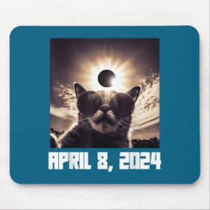 Funny Wearing Totality Solar Eclipse Cat Glasses Mouse Mat