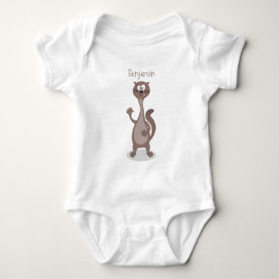 Funny weasel cartoon illustration baby bodysuit