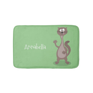 Funny weasel cartoon illustration bath mat