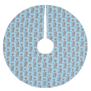 Funny weasel cartoon illustration brushed polyester tree skirt