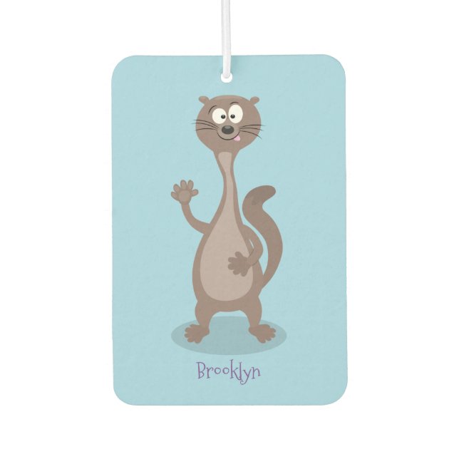 Funny weasel cartoon illustration car air freshener (Front)