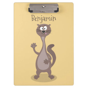 Funny weasel cartoon illustration clipboard