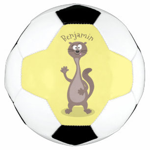 Funny weasel cartoon illustration football