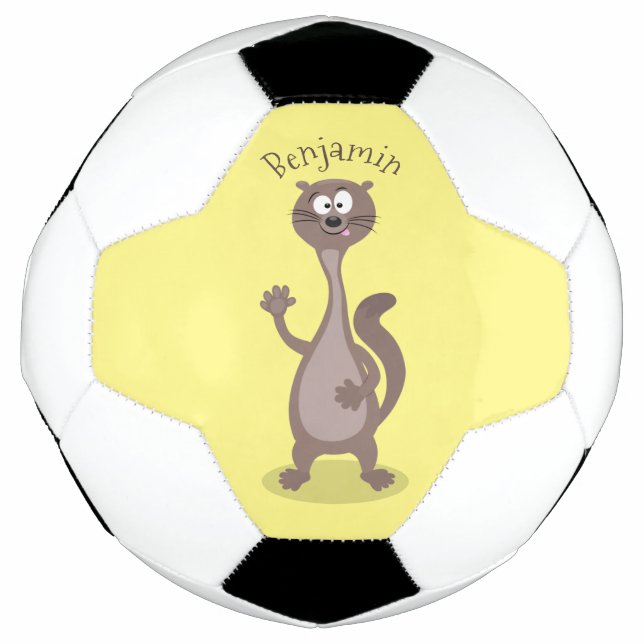 Funny weasel cartoon illustration football (Front)