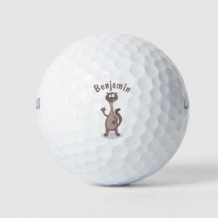 Funny weasel cartoon illustration golf balls