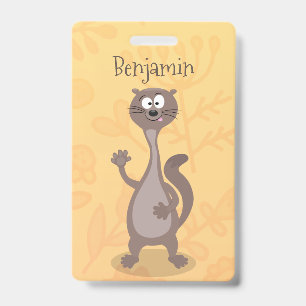 Funny weasel cartoon illustration ID badge