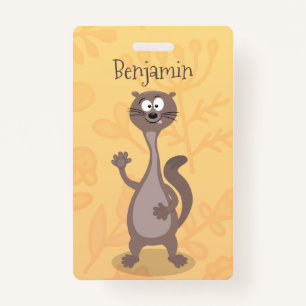 Funny weasel cartoon illustration ID badge