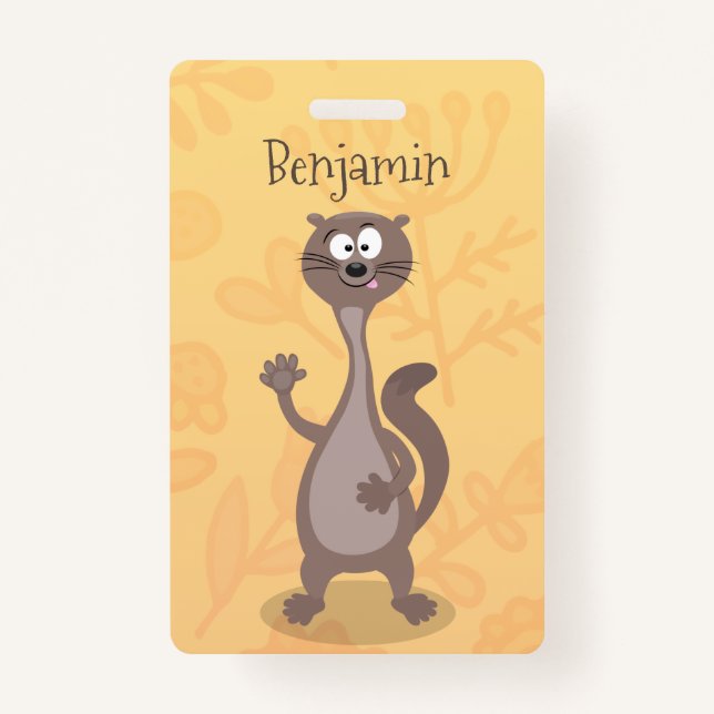 Funny weasel cartoon illustration ID badge (Front)