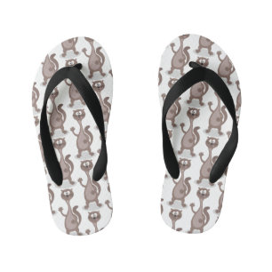 Funny weasel cartoon illustration kid's flip flops