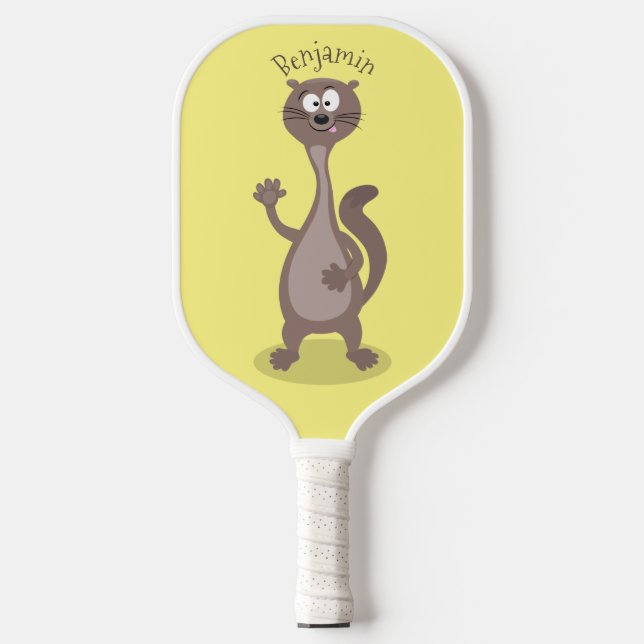 Funny weasel cartoon illustration  pickleball paddle (Front)