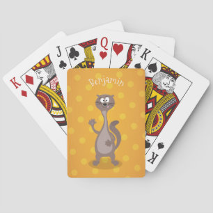 Funny weasel cartoon illustration playing cards