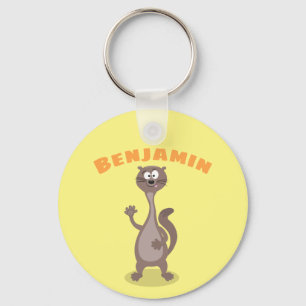 Funny weasel cartoon illustration saying hello key ring