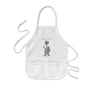 Funny weasel cartoon illustration saying hello kids apron