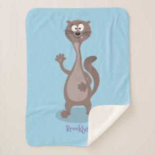 Funny weasel cartoon illustration  sherpa blanket