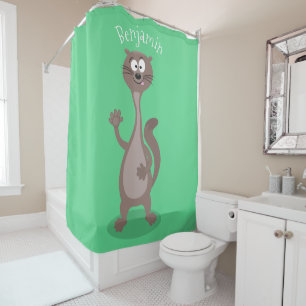 Funny weasel cartoon illustration shower curtain