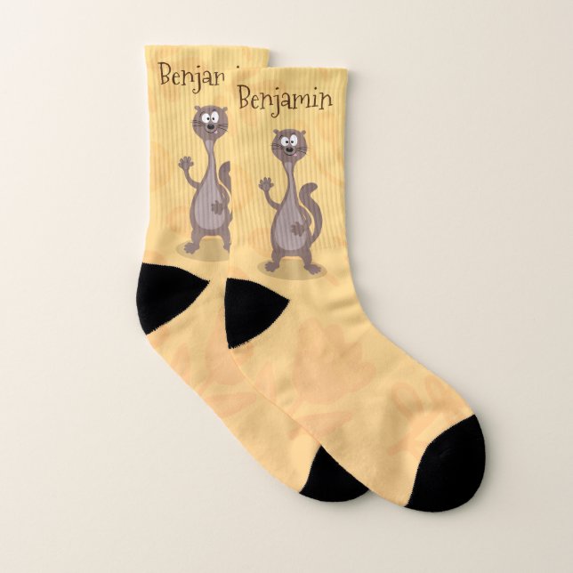 Funny weasel cartoon illustration socks (Pair)