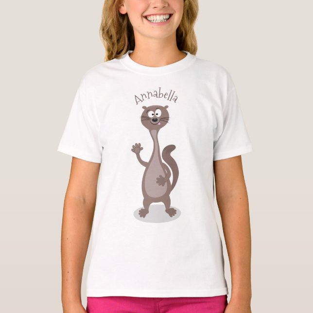 Funny weasel cartoon illustration T-Shirt (Front)