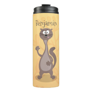 Funny weasel cartoon illustration thermal tumbler