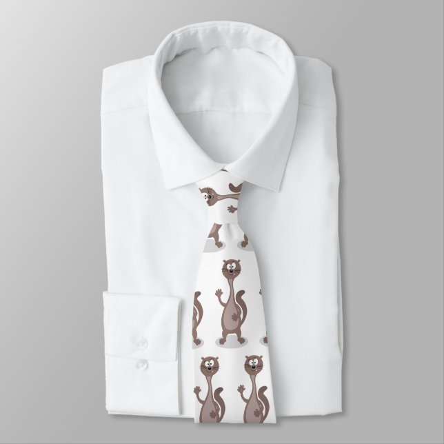 Funny weasel cartoon illustration tie (Tied)