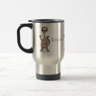 Funny weasel cartoon illustration travel mug
