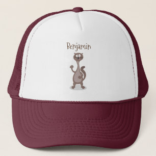 Funny weasel cartoon illustration trucker hat