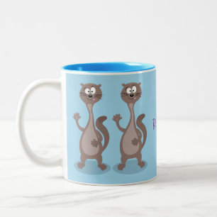 Funny weasel cartoon illustration Two-Tone coffee mug